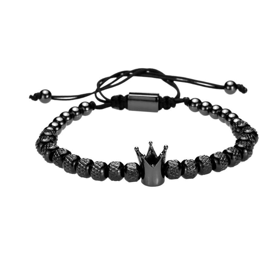 Adjustable Beaded Men’s Crown Bracelet
