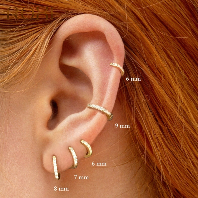 Sterling Silver Ear Lobe - Helix Crystal Hoop Earring Collection 6mm - 9mm
