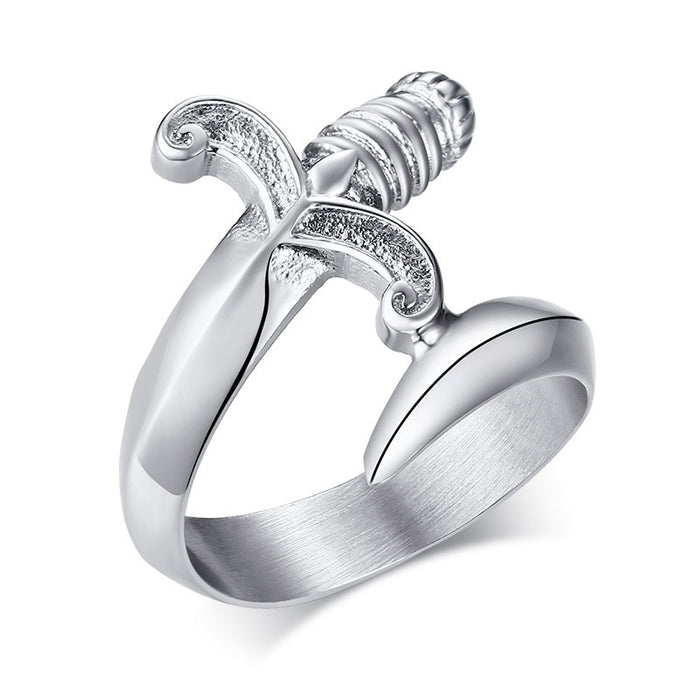Men's Silver Dagger Sword Ring