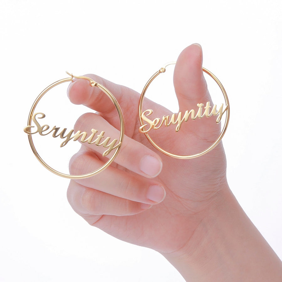 Women’s Personalised Custom Name Hoop Earrings