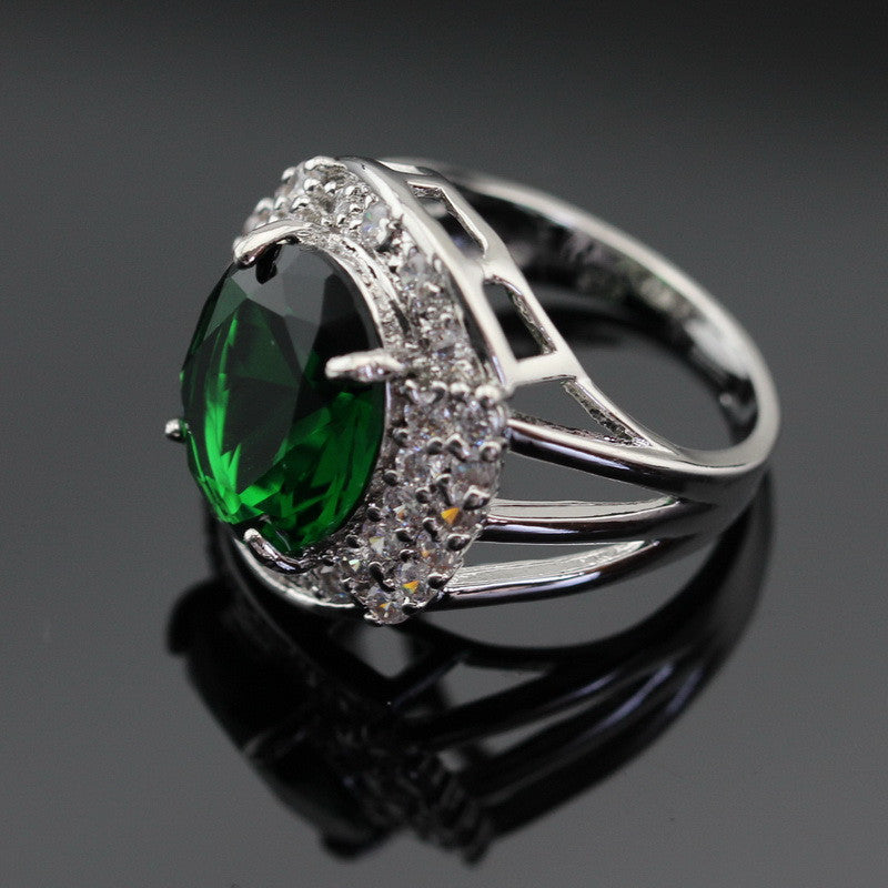 925 Sterling Silver Women’s Green Emerald Jewellery Set