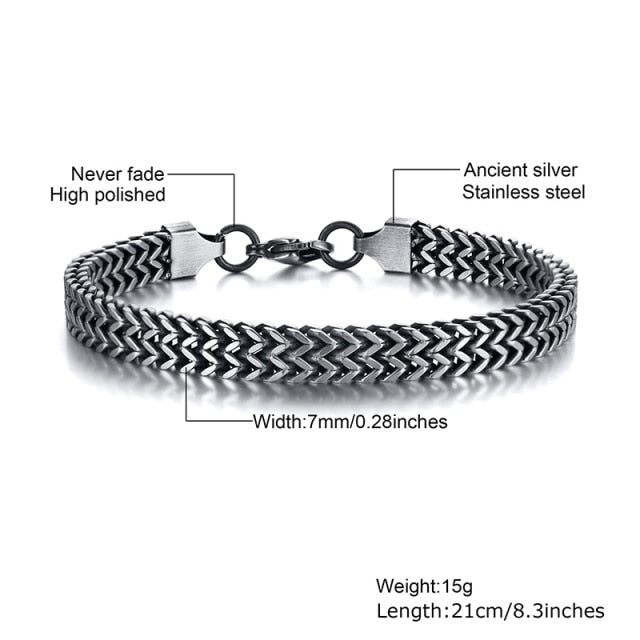 Stainless Steel Unisex Franco Link Chain Bracelet