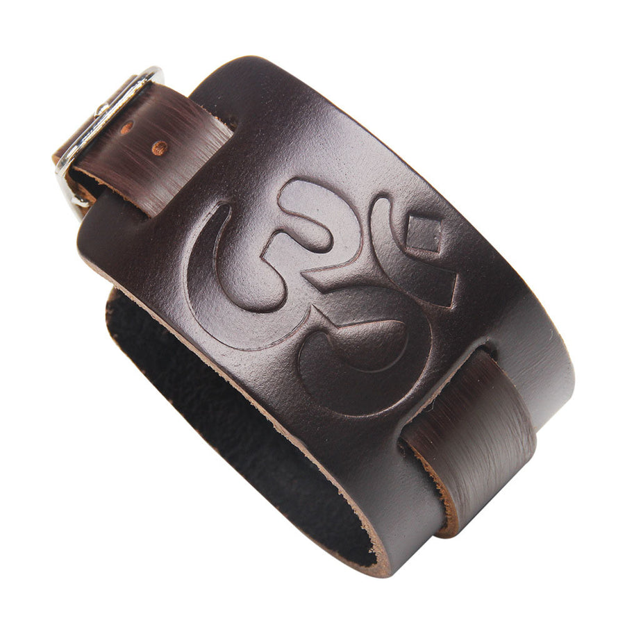 Genuine Wide Leather Spirit Animal Bracelet