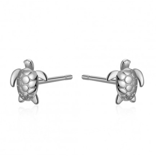 925 Sterling Silver Mini Turtle Stud Earrings