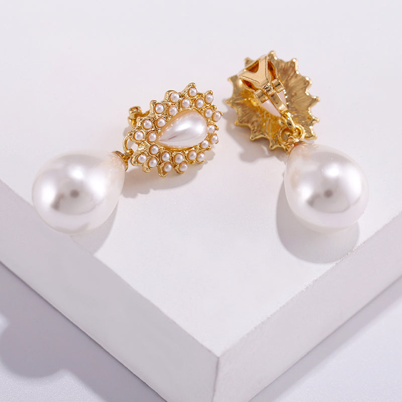 Big Simulated Pearl Clip On Earring Collection