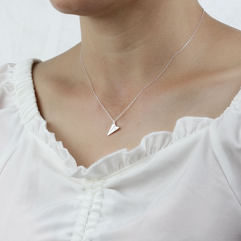 Sterling Silver Mum & Daughter Paper Plane Necklace