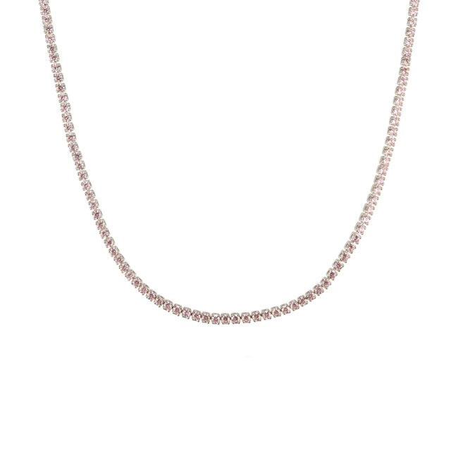 Sterling Silver Full CZ Crystal Long Necklace
