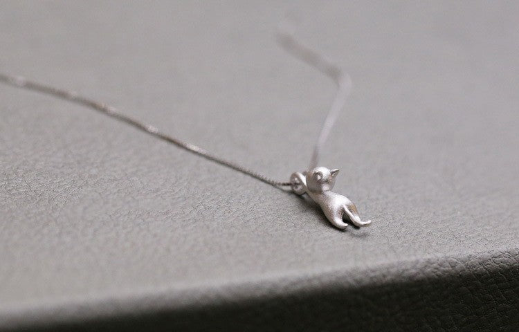 925 Sterling Silver Cat Pendant Necklace