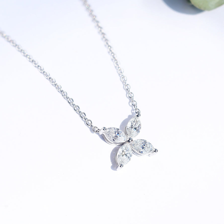 Crystal Four-leaf Clover Sterling Silver Necklace