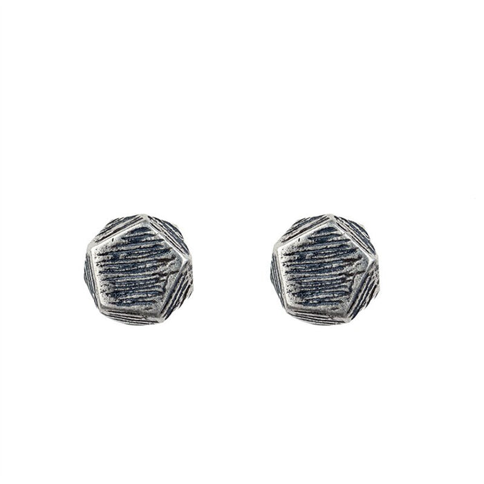 925 Sterling Silver Brushed Metal Oxidised Cube Stud Earrings