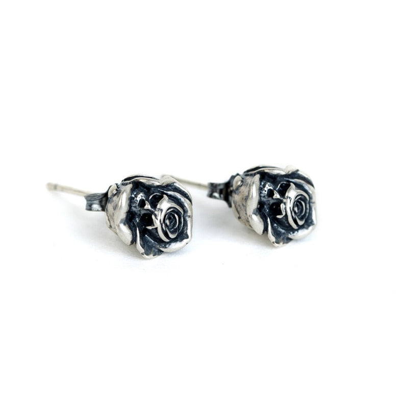 925 Sterling Silver English Rose Stud Earrings