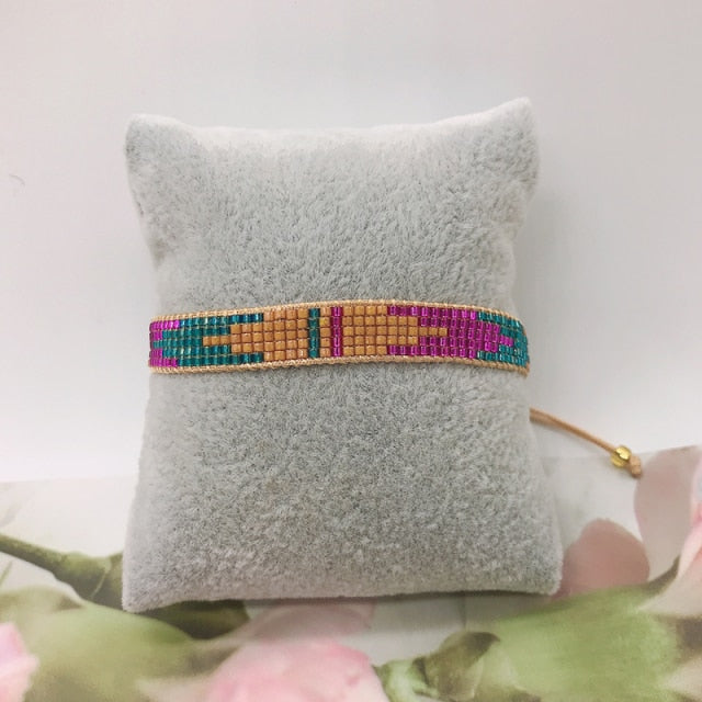 Handmade Woven Beaded Print Bracelets