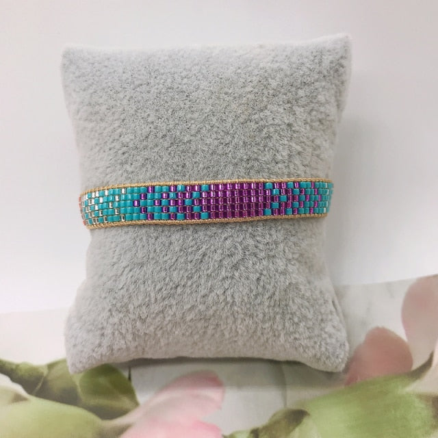 Handmade Woven Beaded Print Bracelets