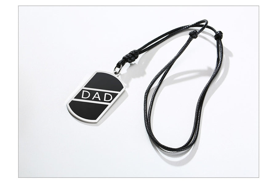 Black Dog Tag Dad Necklace