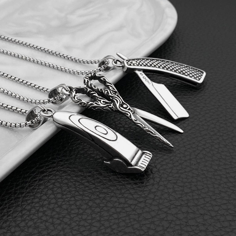 Stainless Steel Barber Shop Clipper Necklaces