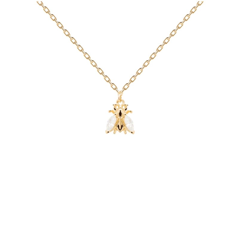 Sterling Silver 9ct Gold Plated Crystal Fly Necklace