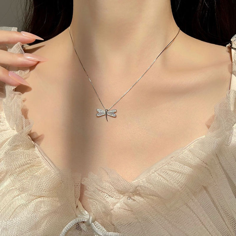 Sterling Silver Ladies Dragonfly Necklace