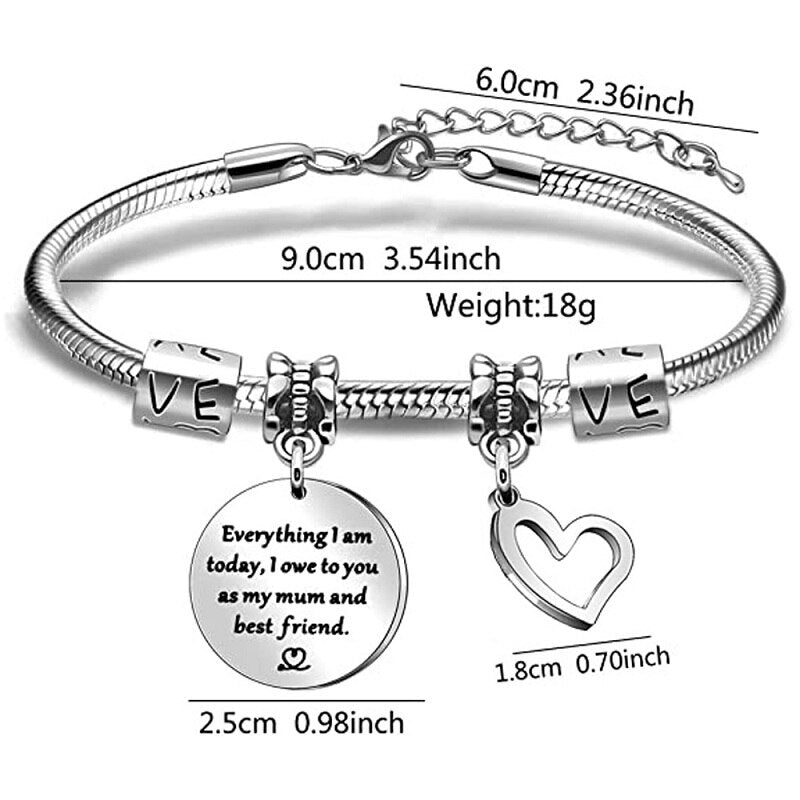 Stainless Steel Mother's Charm Bracelet