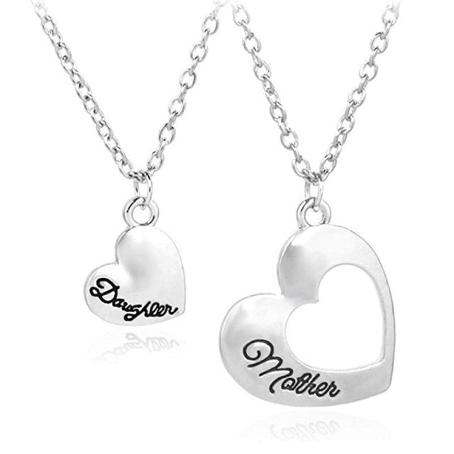 Mother & Daughter Silver Charm Necklace Set