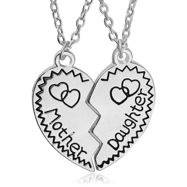 Mother & Daughter Silver Charm Necklace Set
