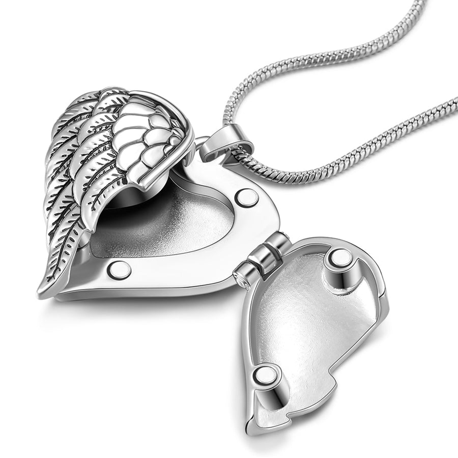 Angle Wing Heart Memory Locket Necklace