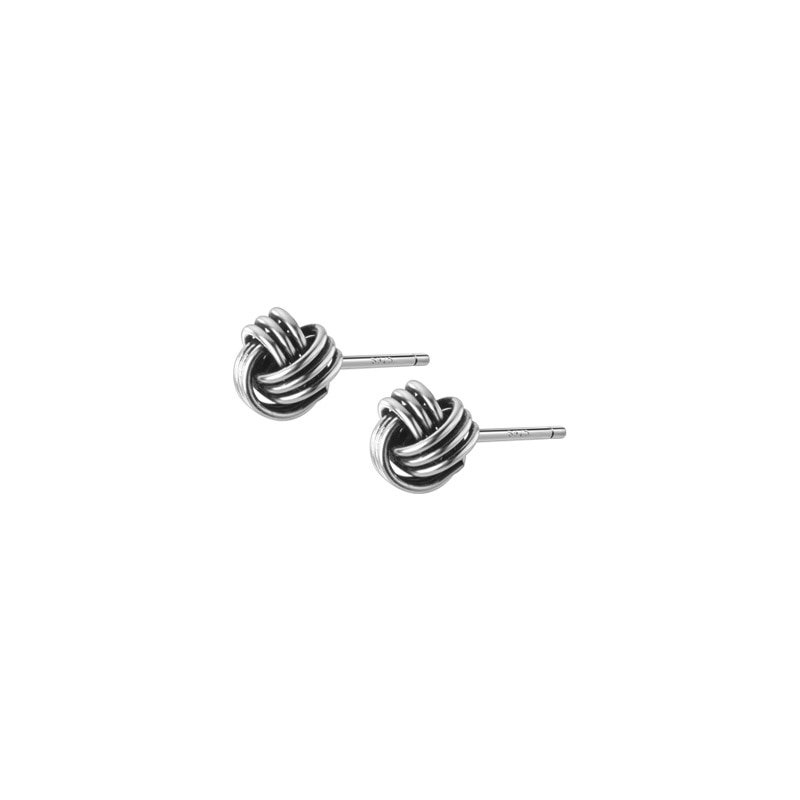 Solid Sterling Silver Twisted Knot Stud Earrings 2.5mm - 6mm