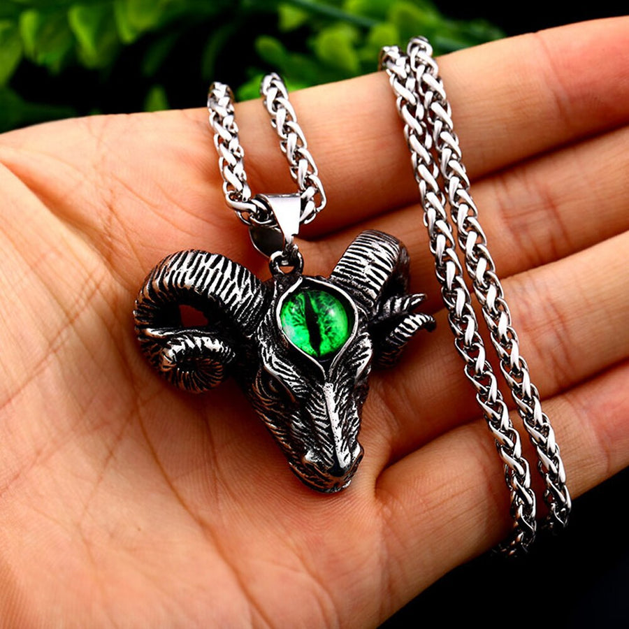 Rams Head 'All Seeing Eye' Stainless Steel Necklace