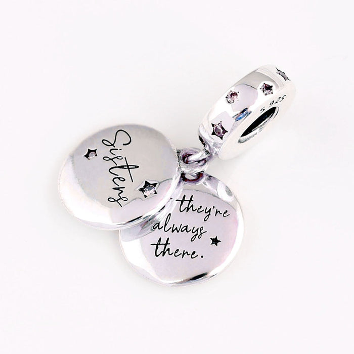 925 Sterling Silver Double Disc Sister Pendant Charm