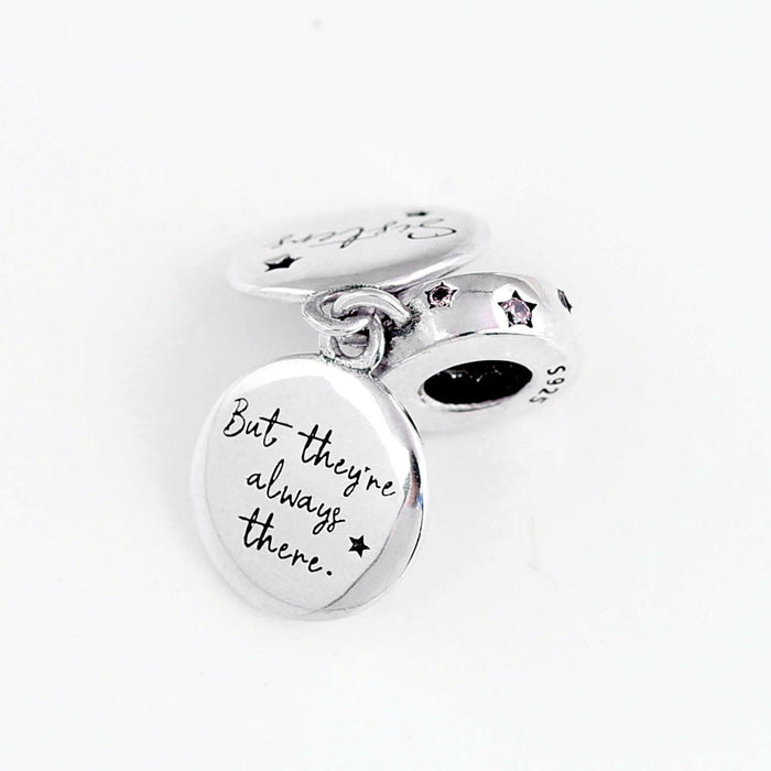 925 Sterling Silver Double Disc Sister Pendant Charm