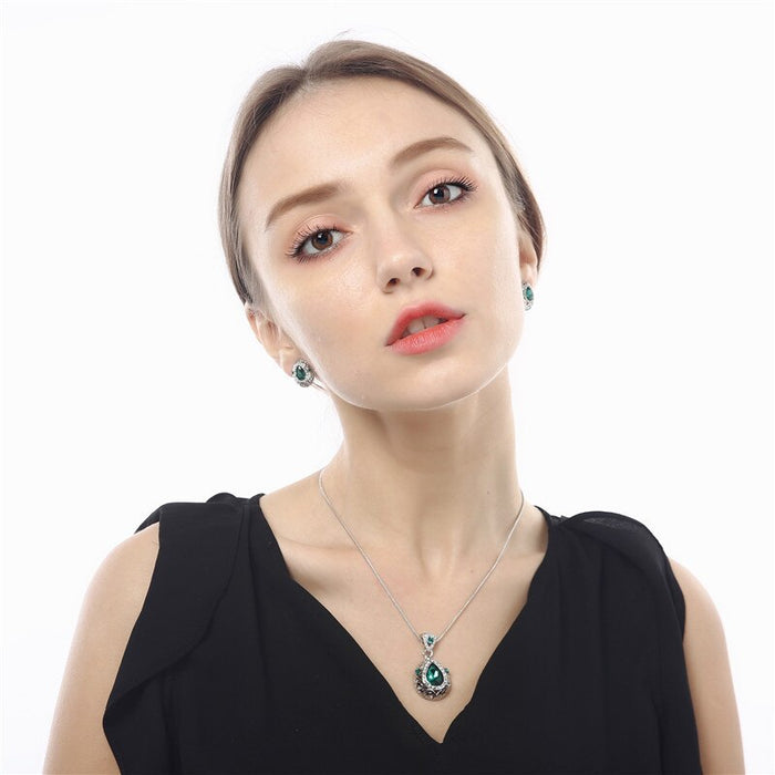 Women's Crystal Earrings & Necklace Gemstone Jewellery Set