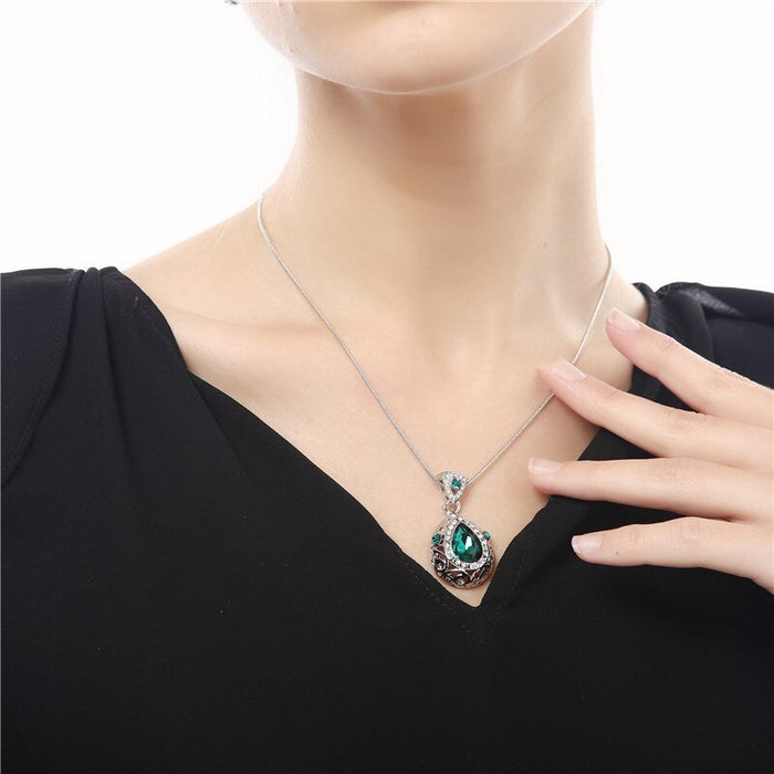 Women's Crystal Earrings & Necklace Gemstone Jewellery Set