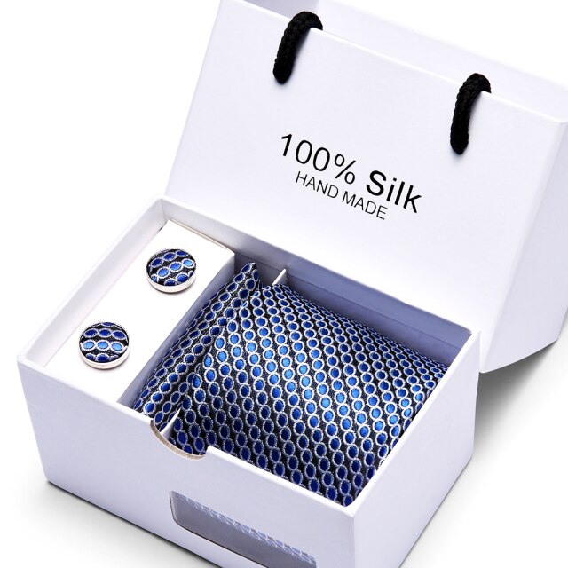 Men's Silk Tie Hanky & Cufflinks Set 'Gift Box Collection'