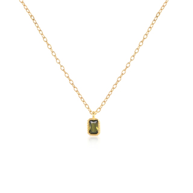 9ct Gold Plated Sterling Silver Emerald Cut Sapphire Solitaire Necklace