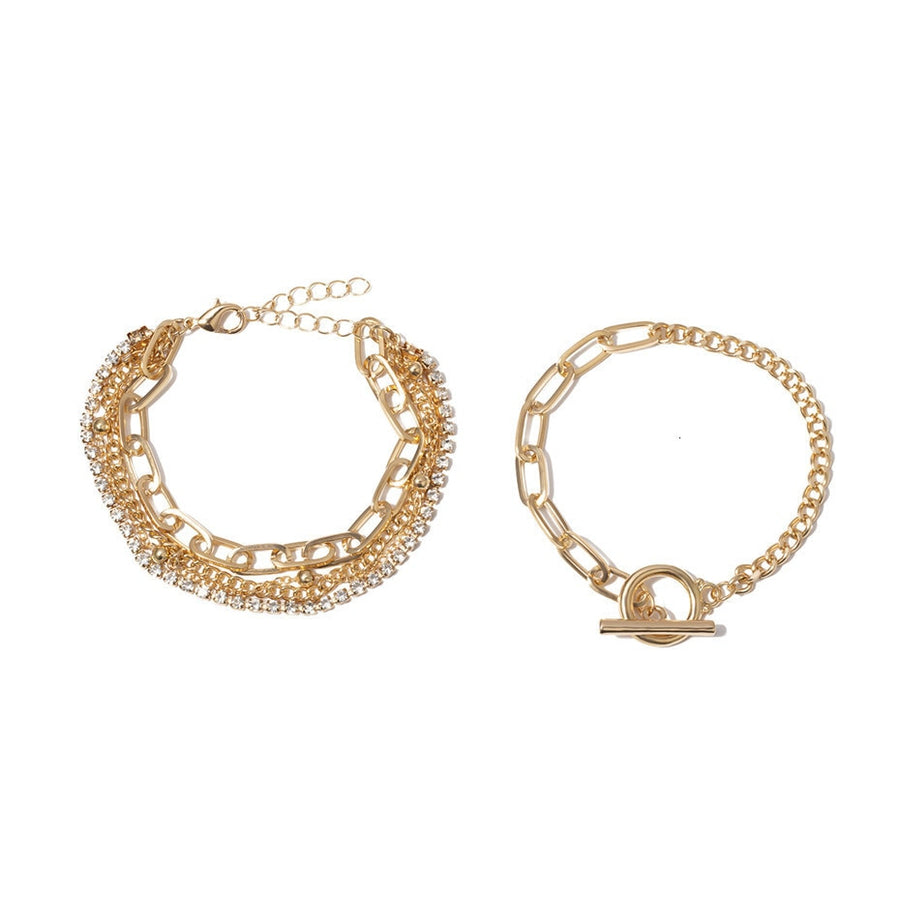 Gold & Silver Stacked Bracelet Set (3 - 5 Piece)