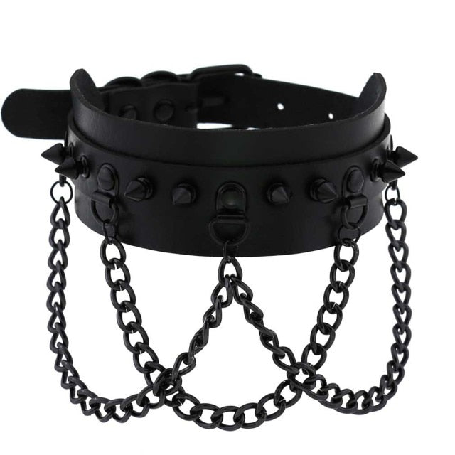 Black Leather Choker Collection