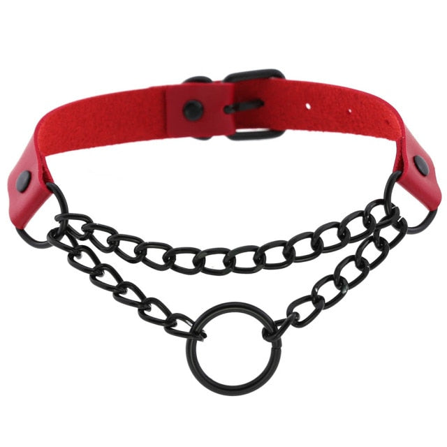Red Leather Choker Collection