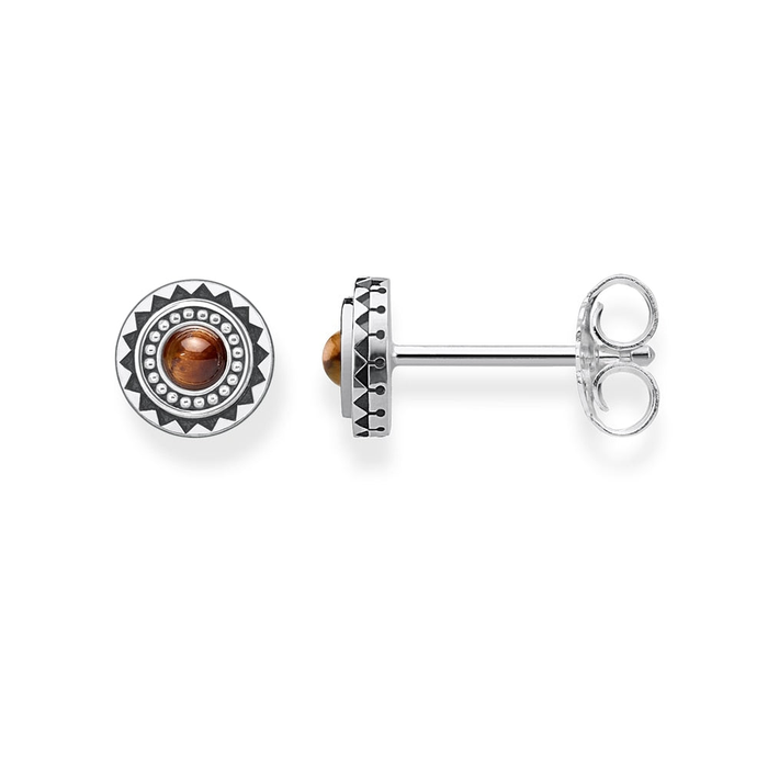 Sterling Silver Tigers Eye Crystal Stud Earrings