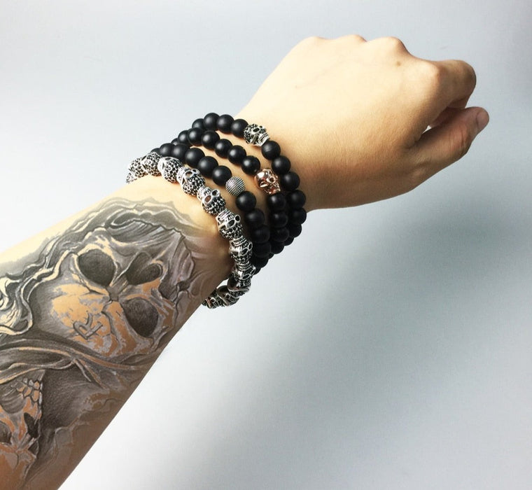 Black Crystal Skull Head Bracelet