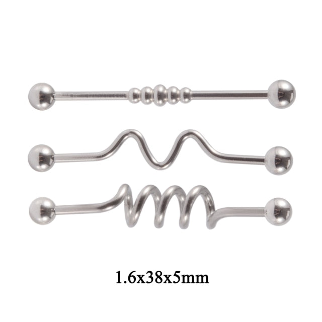 3 Piece Surgical Steel  Industrial Barbell Piercing Collection