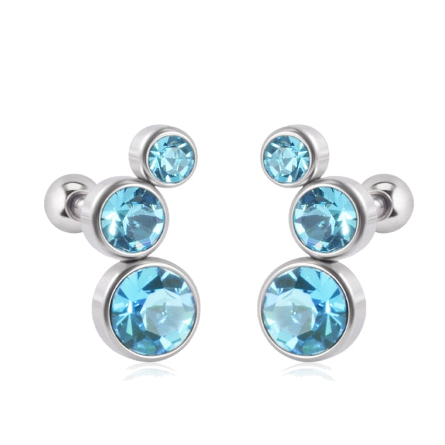 Surgical Steel Crystal Cluster Tragus Cartilage Helix Stud Earrings