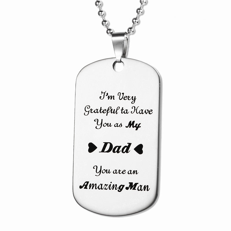 Stainless Steel Silver ‘Dad’ Dog Tag necklace