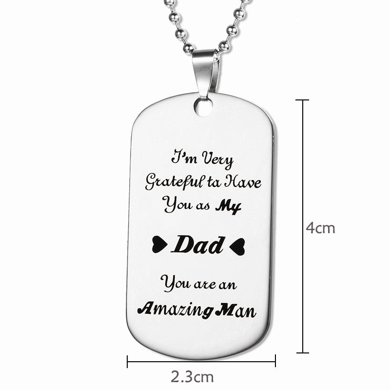 Stainless Steel Silver ‘Dad’ Dog Tag necklace