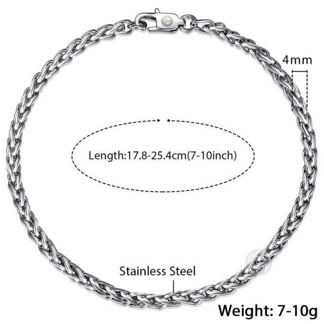 Men’s stainless steel link chain bracelet 3mm-10mm