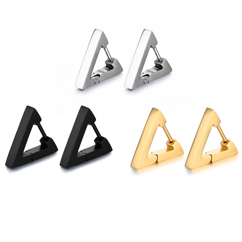 Stainless Steel Triangle Hoop Earrings