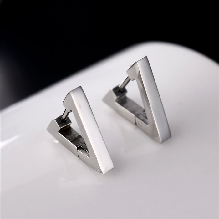Stainless Steel Triangle Hoop Earrings