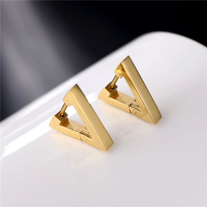 Stainless Steel Triangle Hoop Earrings