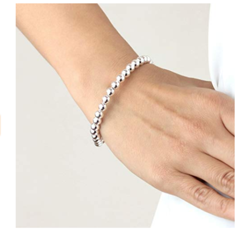 925 Sterling Silver Plated 10mm Ball Bead Bracelet