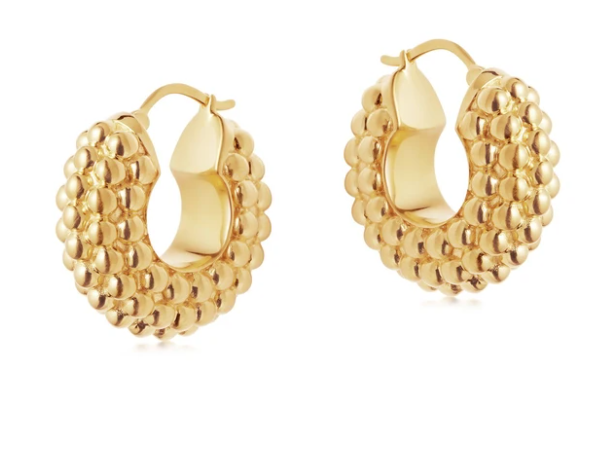 9ct Yellow Gold Filled Textured Huggie Hoop Earrings